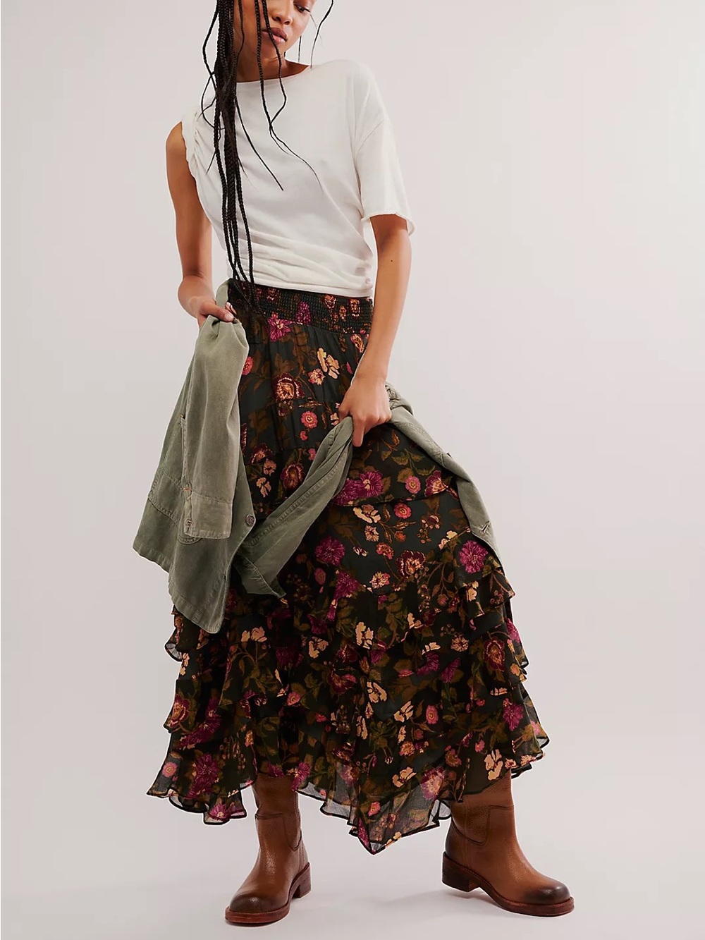 Free People Lolita Tiered Maxi Skirt SZ S